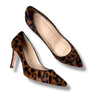 J. Crew Collection Ponyhair Hazelnut Leopard Elsie Heels Pumps Size 7.5 Italy